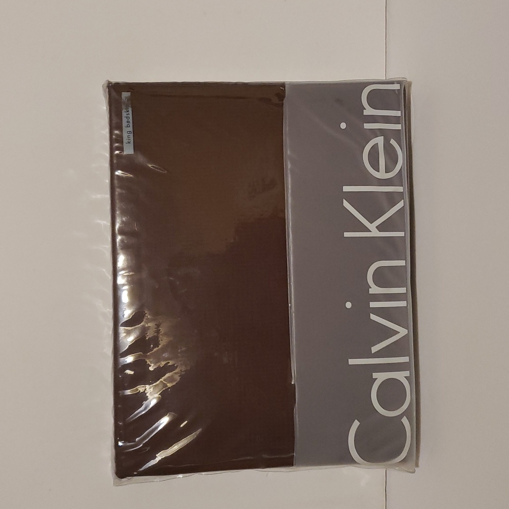 Calvin Klein Chocolate Brown King Bedskirt Brown & White